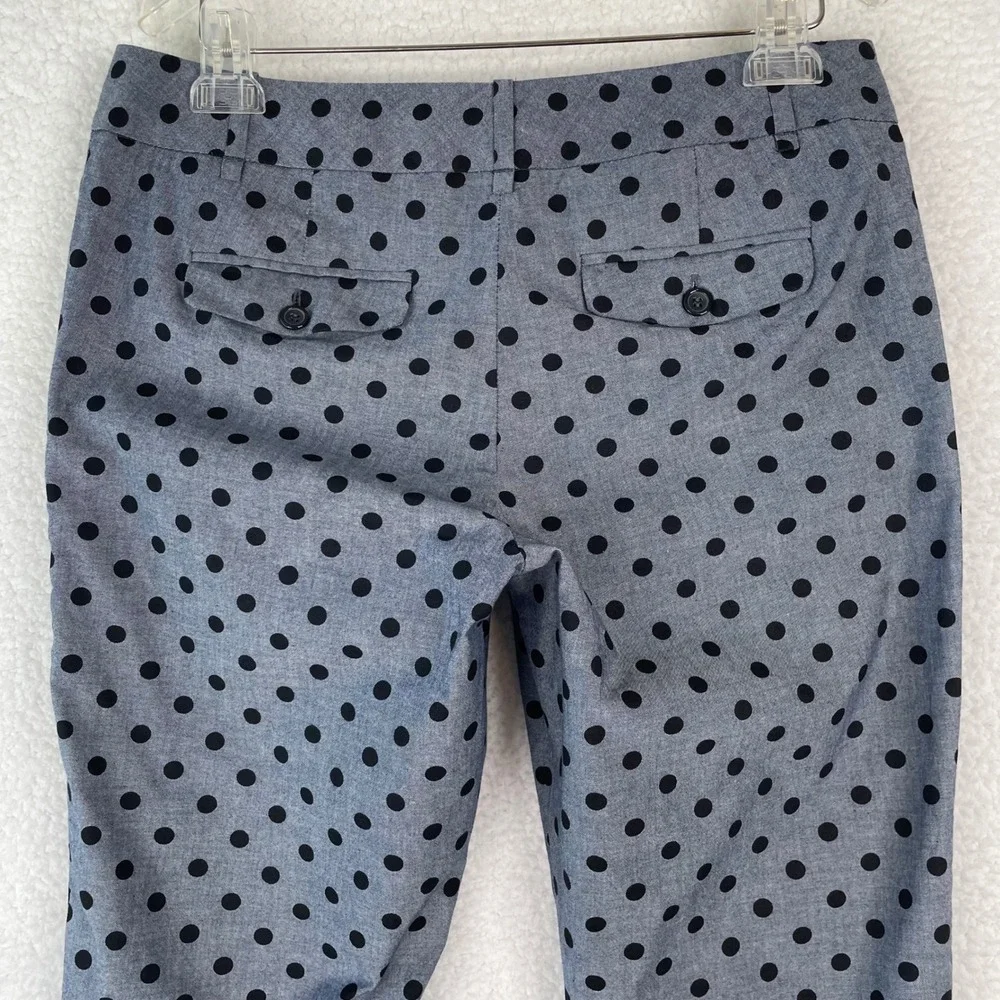Outback Red Womens 8 Blue Black Polka Dot Cotton Cropped Cuffed Pants Trousers